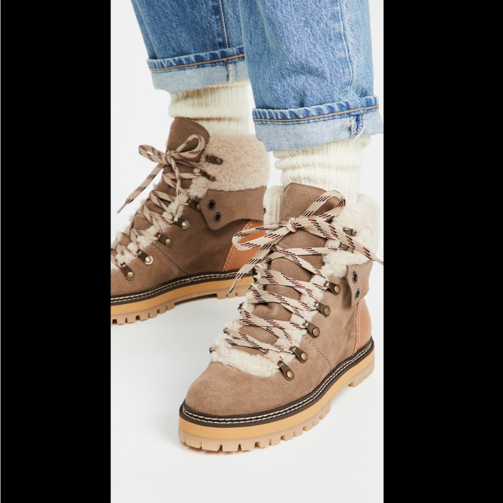 See By Chloe Eileen Hiker Boots Shearling Leather